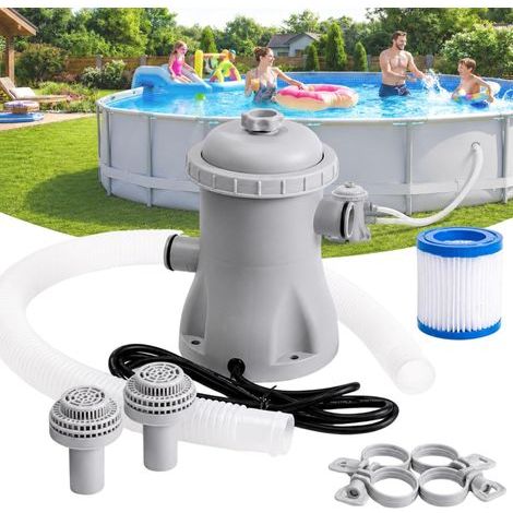 Pompe Filtration Piscine Hors Sol 330 GPH, 16 W avec tuyau – Circulation d'eau claire, design ABS scellé silencieux pour piscines de petite et moyenne taille (1/5)