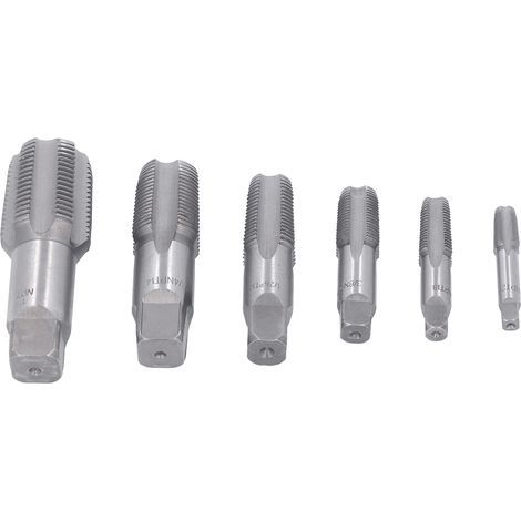 Kit de 6 tarauds en acier au carbone pour tuyaux PVC, filetages NPT 1 po, 3/4 po, 1/2 po, 3/8 po, 1/4 po et 1/8 po (1/4)