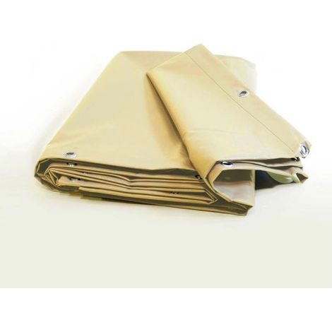 Bâche Toiture 3x5 m - Ultra résistante - Etanche - Anti-UV - Fabrication française - Ivoire - Oeillets (1/5)
