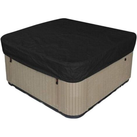 Bache d'extérieur pour Spa Housse de Bain à Remous Carrée Etanche Couverture de Spa en Tissu Polyester 190T Anti-poussière Anti-UVavec Un Sac de Rangement ,Noir——Noir 207×207×30cm (1/4)