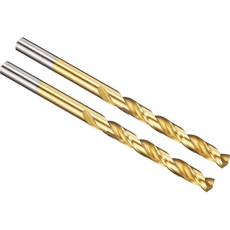 5.7mm Foret Hélicoïdal, Forets à Métaux, Tige Droite Jobber Acier Rapide M2 135° Revêtu Nitrure de Titane (TiN), Mèche pour Métal Acier Inoxydable de Dureté Moyenne, 2 Pièces (1/5)