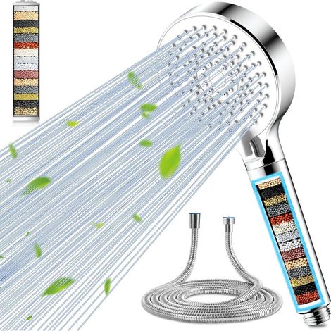 Duschkopf Filter 20 Schichten Handbrause 5 Weiß mit Schlauch (1/5)