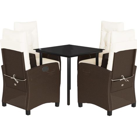 Maison Exclusive - 5-tlg. Garten-Essgruppe mit Kissen Braun Poly