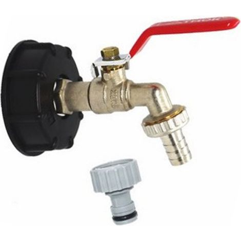 IBC Adaptateur de robinet de tuyau 1/2" pour collecteur de pluie Connexion rapide, raccord de robinet en laiton chromé et (1/4)