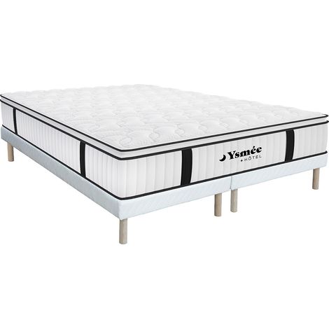 Ensemble 180 x 200 cm sommier + matelas anti-feu ressorts ensachés et surmatelas intégré ép.28 cm - DELICE de YSMÉE HÔTEL (1/5)
