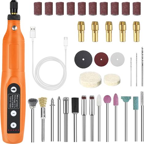 1 Mini meuleuse électrique, 5 vitesses, 3000-15000 tr/min, batterie 3,7V, USB Type-C, pour gravure, ponçage, bricolage (1/5)
