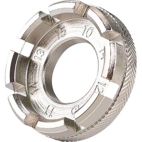 1 llave para radios de bicicleta, 6 tamaños, calibre 10-15, herramienta de apriete para reparación y centrado de radios de bicicleta (plateada) (1/5)