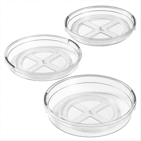 Set mit 3 transparenten, drehbaren Organizer-Boxen für Schränke, Küche, Speisekammer und Gewürzaufbewahrung. (1/5)