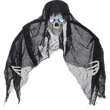 Halloween Hanging Skull Ghost with Light Up Eyes