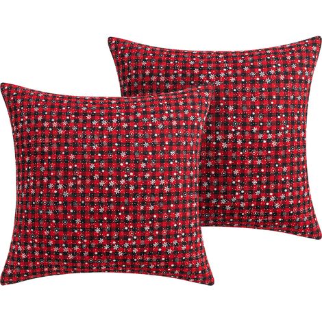 Lot de 2 housses de coussin, 45x45 cm, lin, fermeture éclair invisible, motif flocon de neige, décoration Noël intérieur (1/5)