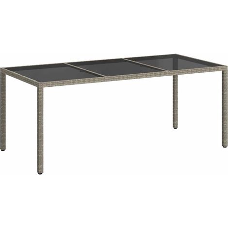 Maison Exclusive - Tavolo Giardino Grigio 190x90x75 cm Vetro Temperato Polyrattan