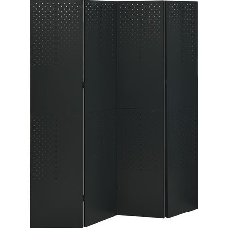 4-tlg. Raumteiler Schwarz 160x180 cm Stahl (1/5)