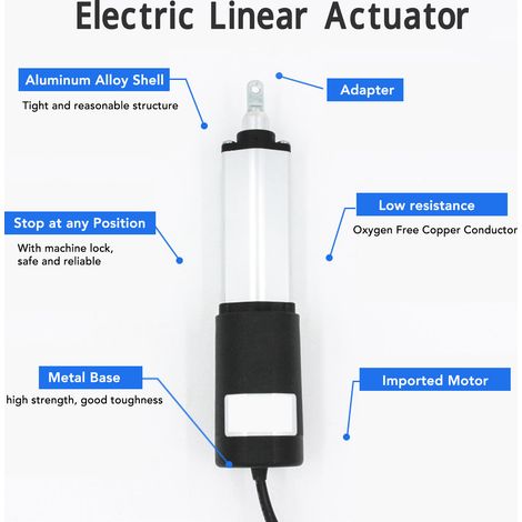 Actionneur linéaire électrique silencieux, type télescopique, course 50mm, DC12V 6W, micro moteur linéaire pour usage domestique. (1/5)