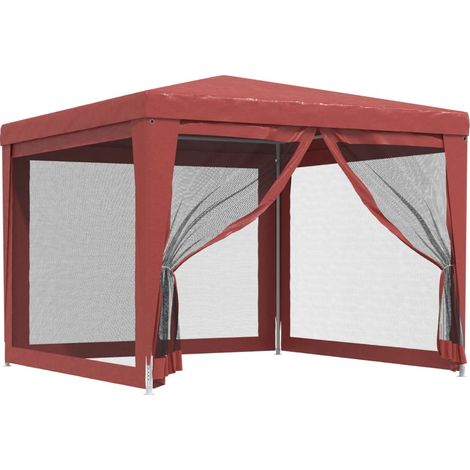 Maison Exclusive - Partyzelt mit 4 Mesh-Seitenwänden Rot 3x3 m HD