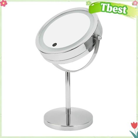 Tbest Miroir de maquillage à LED grossissant double face Miroir de Maquillage LED Double Face Grossissant Rond Debout parfum boite (1/5)