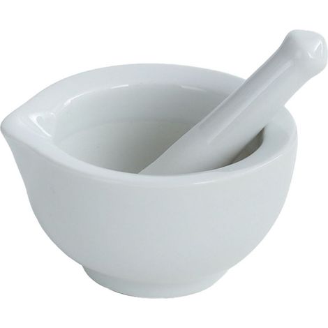 Mortier et pilon en porcelaine, en céramique, broyeur à herbes, broyeur de pilules, blanc (1/5)