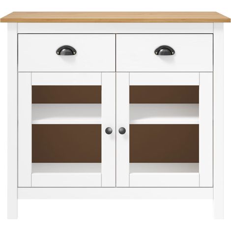 vidaXL Credenza Hill Bianca 90x40x80 cm in Legno Massello di Pino