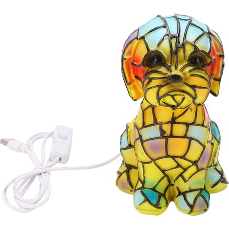 Lampe de table rétro en résine teintée, style petit chien, veilleuse 3D, lampe LED en forme de chiot mignon, décoration intérieure (1/5)