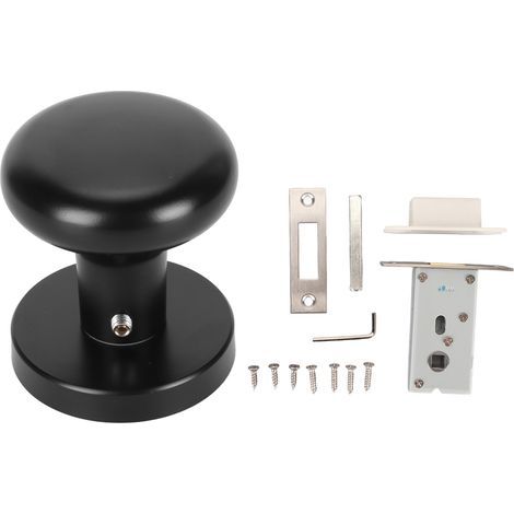Poignée de porte ronde noire, verrouillage sans clé, alliage de zinc, fonction de confidentialité, installation facile, poignée intérieure sphérique pour chambre et salle de bain.