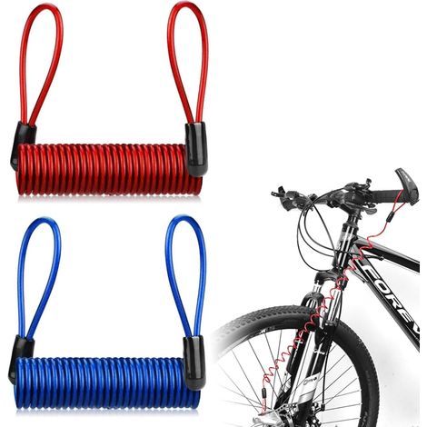 2 Pièces Antivol moto, chaine antivol moto, bloque disque moto, Memory Cable - Câble de Rappel pour Le Rappel visuel de Bloque Disque - pour la sécurité des Motos - Orange et Bleu (1/5)