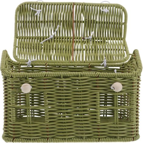 Picknickkorb aus synthetischem Rattan tragbarer grüner Korb
