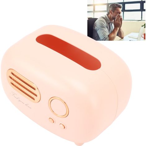 Boîte à mouchoirs vintage en forme de radio pour la salle de bain salon - Couverture rose décorative en plastique pour tissu (1/5)