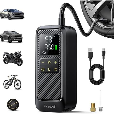 Compresseur À Air Portable - 150 PSI - Batterie Rechargeable - Pour Pneus De Voiture Moto Vélo Ballon - 1 Pièce (1/3)