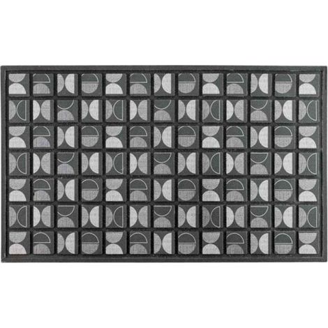 Tapis d'Entrée Déco "Retroblack" 45x75cm Noir (1/2)