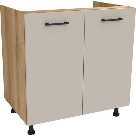 Unterschrank unter der Spüle, Korpus 80 Capri, Eiche Evoke Front, Kaschmir Matt (1/3)