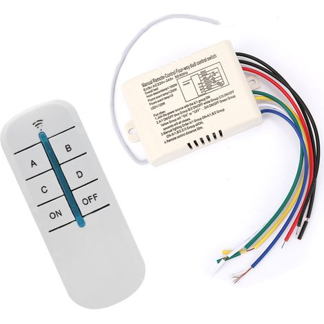 Interrupteur à distance sans fil numérique 220 V avec récepteur et émetteur pour éclairage mural, 4 positions marche/arrêt