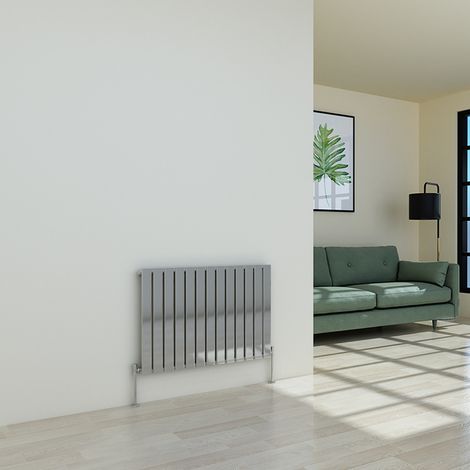 Warmehaus Chrome Radiator Flat Panel Horizontal Single 600x884mm (1/3)