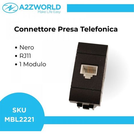 Connettore Telefonica Presa RJ11 MBL Nero 1M Compatibile Bticino Living International BLN2354