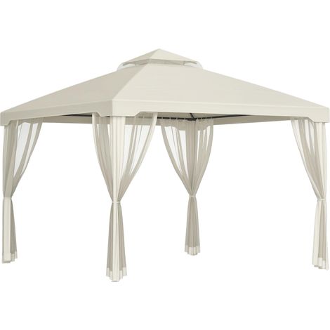 Gazebo avec moustiquaire 3x3m, structure en métal et toile en polyester, beige
