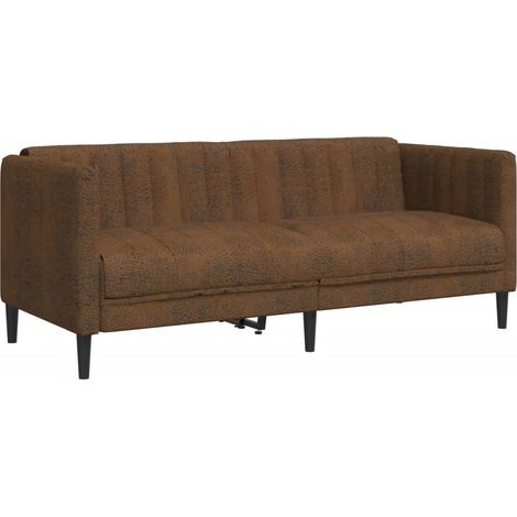 Canapé  Sofa à 2 places marron similicuir daim