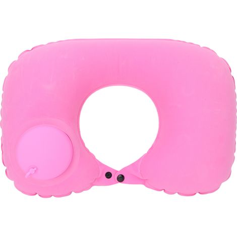 Coussin gonflable en forme de U, appui-tête cervical en velours pour voiture, bureau, avion - Protection cervicale, rose (1/5)