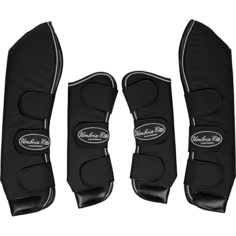 UMBRIA EQUITAZIONE Set NERO COB paracolpi trasporto con rinforzi pelle
