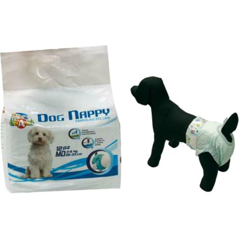 Croci Dog Nappy - Mutanda Assorbente per cani femmine, taglia M - Ø 32-44 cm, Pannolino igienico ciclo e pipi cane, Antiodore, Usa e getta, Chiusura adesiva regolabile, 12 pz (1/5)