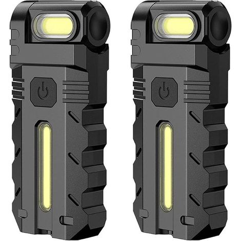LED-Arbeitsleuchte mit 180° drehbarem Kopf, zwei 1200 Lumen starken Lichtstrahlen, Magnetfuß und wiederaufladbarer USB-C-Taschenlampe sowie Schlüsselanhängerclip (1/5)