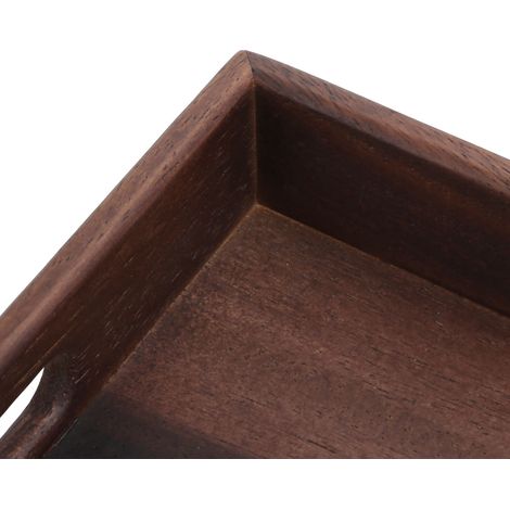 Plateau de service rectangulaire en bois rainuré, idéal pour le petit-déjeuner, le thé, le café, les fruits et les en-cas. (1/5)