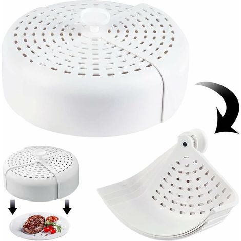 Couvercle Anti Mouche, Cloche Protection Alimentaire, Cloche Alimentaire Pliable, Couverture de Nourriture, Blanche,23.5 cm (1/5)