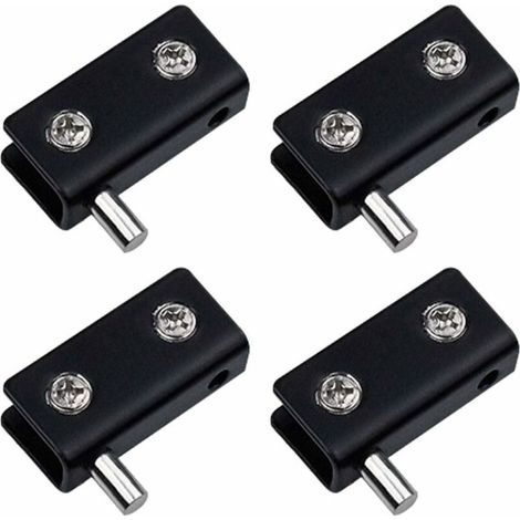Kit de charnières pivotantes noires pour portes en verre sans cadre - Clips de fixation en acier inoxydable avec axe réglable - Kit de remplacement pour portes en verre de 5 à 6 mm (1/5)