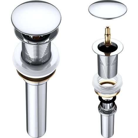 Durovin Bathrooms Push Pop Up Basin Waste Plug - Unslotted Suitable for Sink Without Overflow - Rising Round Ceramic Push Button (1/5)