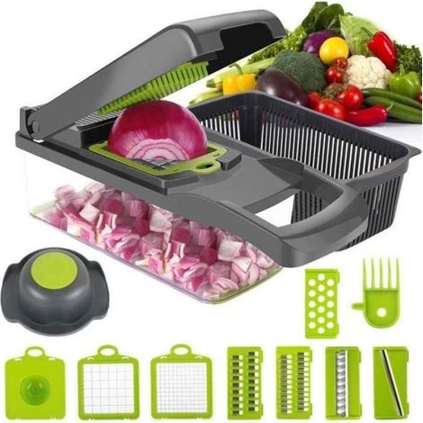 Mandoline Cuisine - 12 en 1 - Acier Inoxydable - Ergonomique - Multifonctionnelle (1/4)