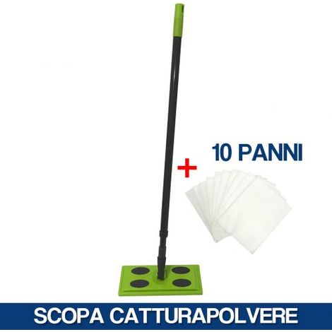 SCOPA CATTURAPOLVERE CON MANICO ESTENSIBILE TESTA ROTANTE PANNI ANTISTATICI 35537