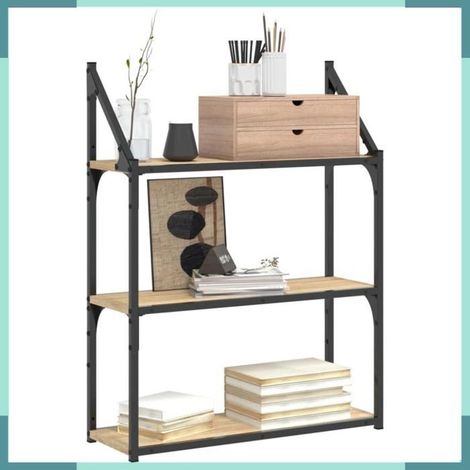 835450 étagère murale 3 niveaux chêne sonoma 60x21x78,5 cm (1/5)