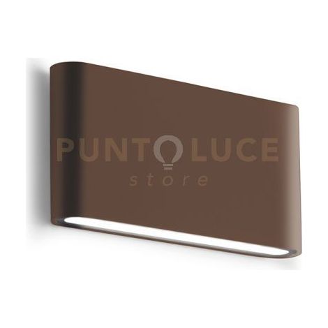 GES882C- APPLIQUE RUGGINE A LED 3000K 550LM 2X6W BIEMISSIONE IP54 ALLUMINIO E VETRO 17,5CM