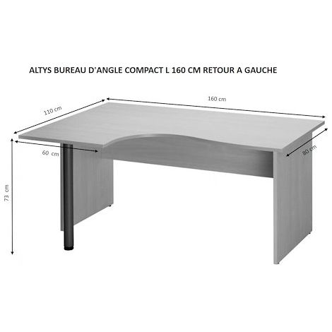 Bureau droit compact hêtre L 160 cm – Piétement plein bois avec renfort métal – Voile de fond avec passages de câbles – Fabrication française (1/2)