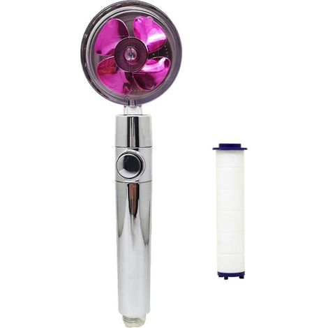 Pommeau de douche à main Purple Turbocharged avec technologie à hélice, haute pression, économie d'eau, rotation à 360°, bouton pause (1/4)