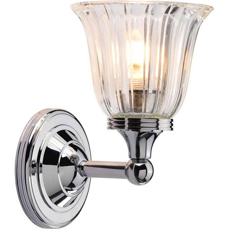 Wandlampe Wandleuchte Flurlampe Glas LED Treppenhausleuchte chrom poliert IP44
