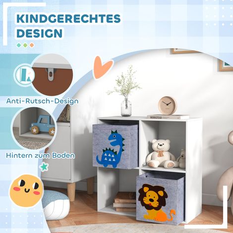 Étagère de rangement enfant avec cubes et tiroirs en MDF, système anti-basculement, blanche